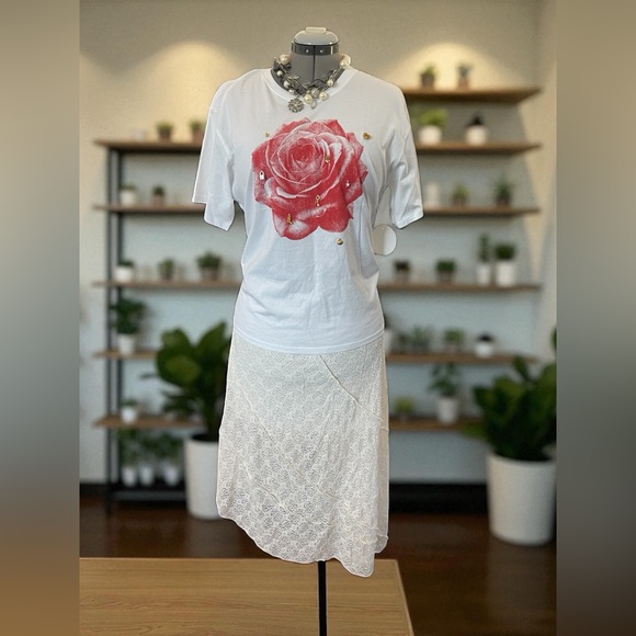 no comment brand Dresses & Skirts - Romantic Boho Cream Lace Floral Maxi Skirt – No Comment Size XL Cream Floral